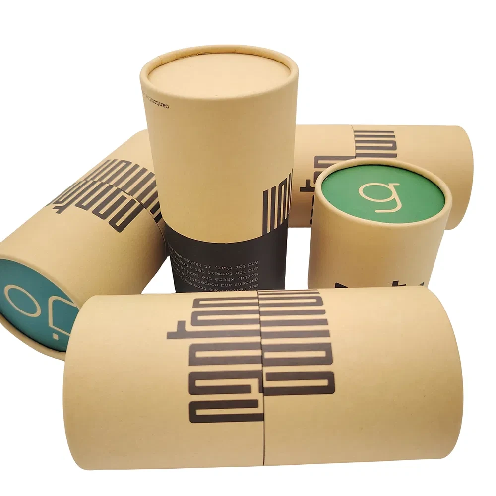 New Tech Luxury Cylinder Cardboard Paper Tube Food Grade Packaging Box for Coffee Bean Protein Powder Spice Salt Gum Tea Packing Box 1