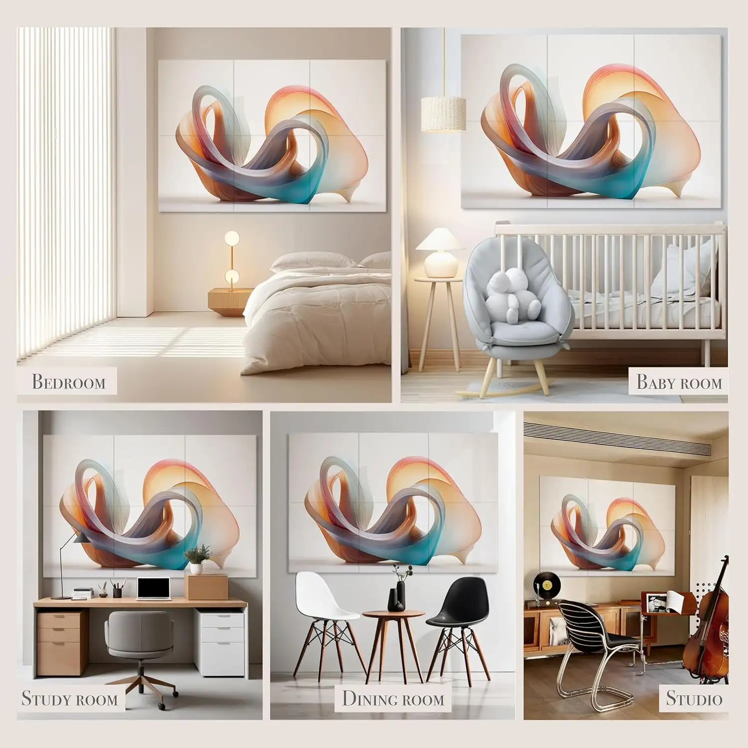 Panneaux muraux acoustiques auto-adhésifs décoratifs de 6 pièces (12 x 16 po) pour l'absorption acoustique 1