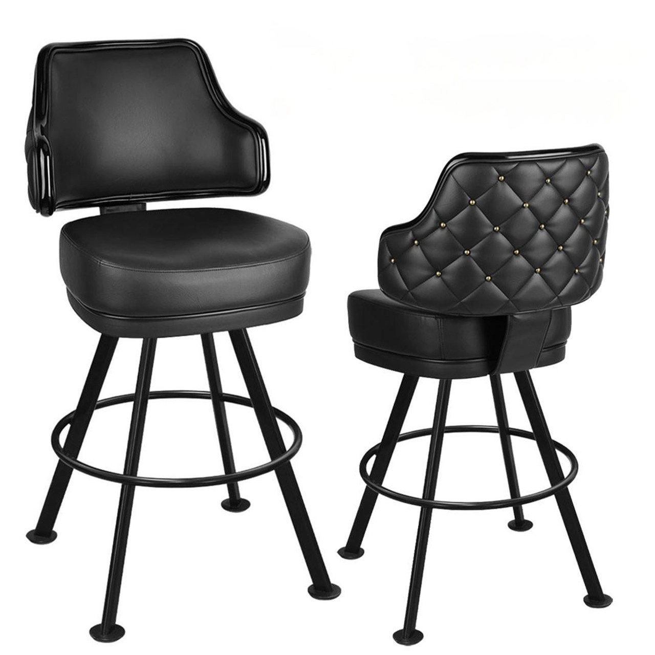 Commercial 30 High Black Leather Gaming Bar Stool, Metal Base 1