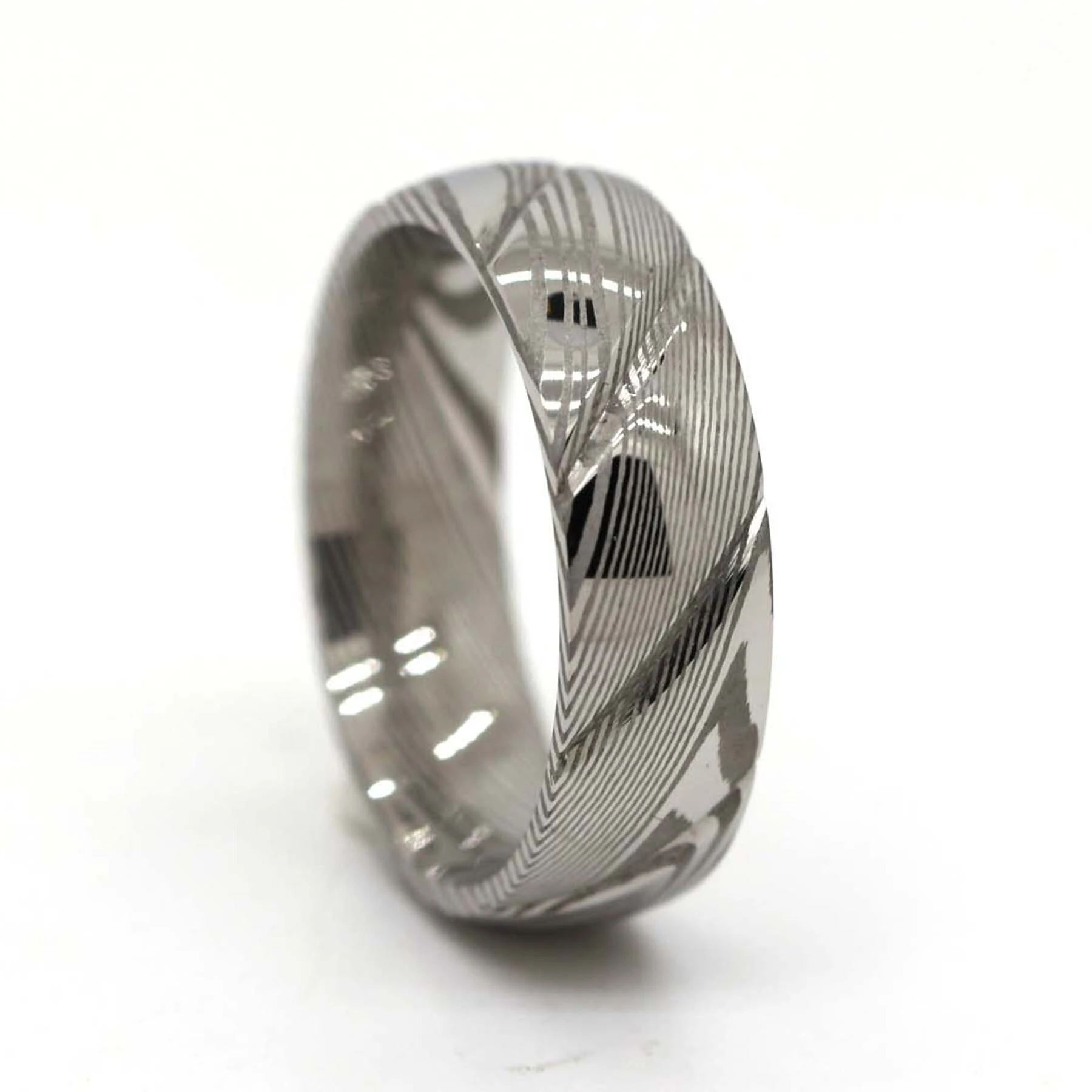 Ultimo anello in acciaio di Damasco da 7 mm con incisione, anelli nuziali di Damasco per matrimonio, regalo di Natale 1