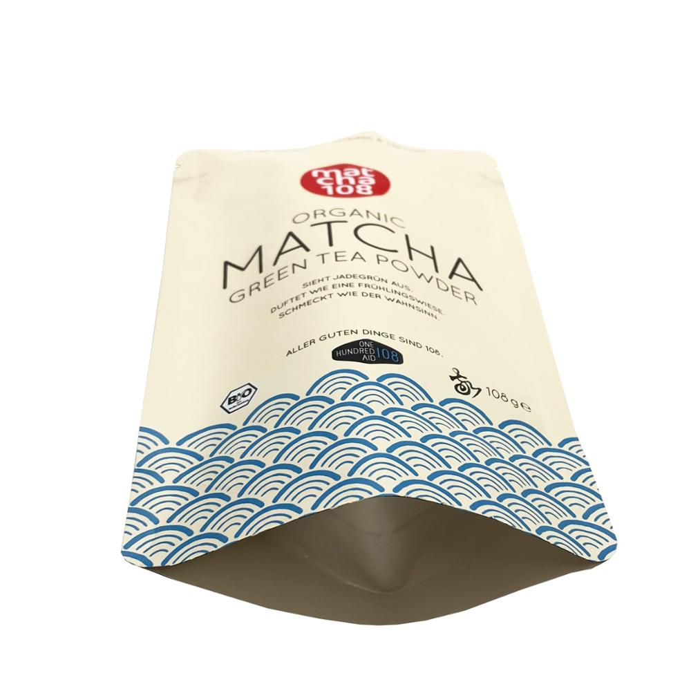 Matte Custom Printed Laminated Aluminum Foil Stand Up Pouch Matcha Green Tea Powder Packaging Bag 7