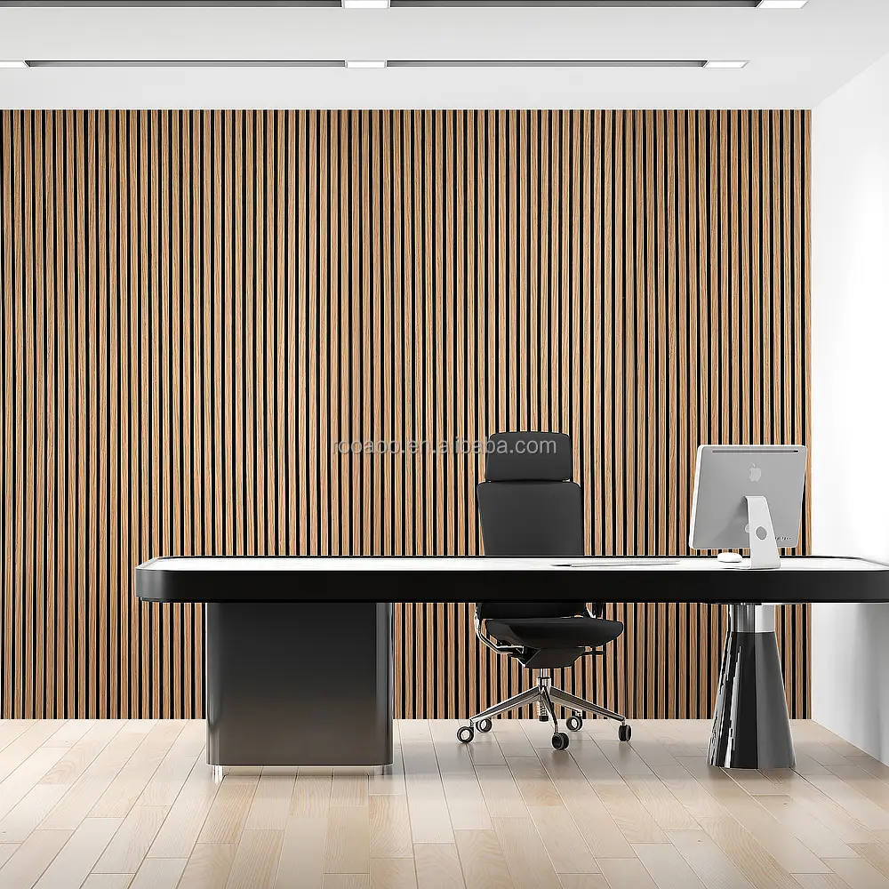 Natural Wood Slat Acoustic Wall Panels Sound Absorbing Wooden Akupanels 1