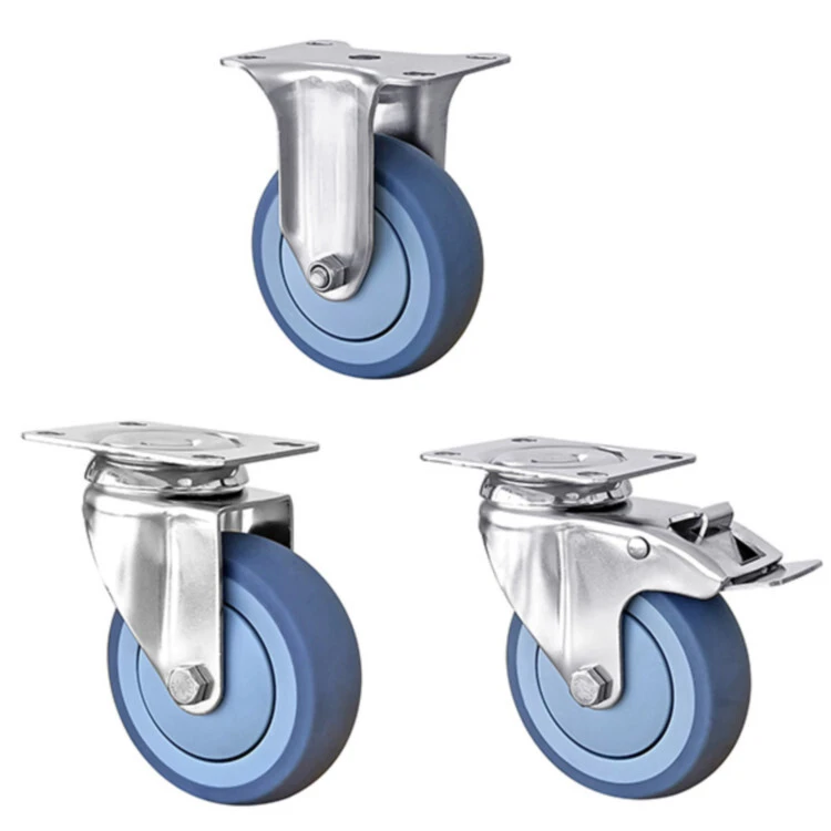 Light Duty 3/4/5 Inch 304 Stainless Steel Rigid Tpr Industrial Caster Wheels 1