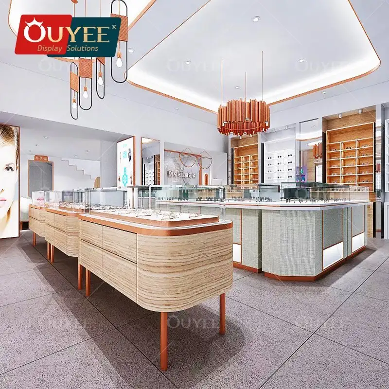 حامل نظارات شمسية جداري مع درج تخزين سفلي لمحلات البصريات 1