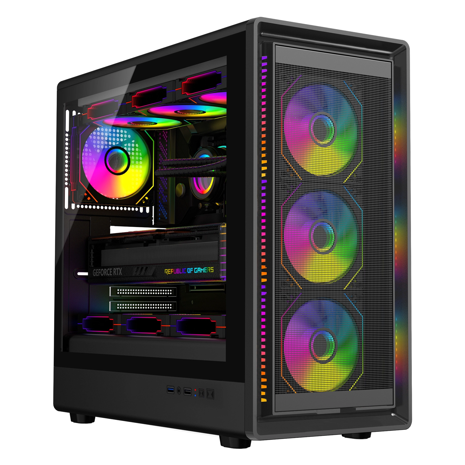 Coolzer المصنّع الصامت Glass Glass Midi Tower ATX Gaming PC Case Gamer Mesh 7 Slots Desktop Computer Computer & Towers 1