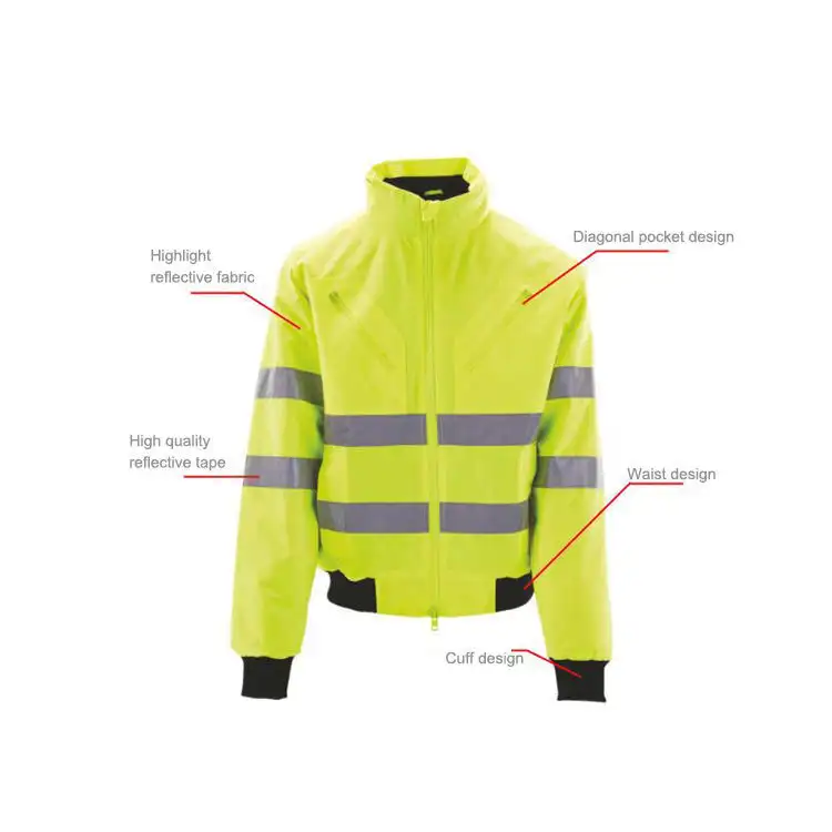 Giacca da lavoro riflettente ad alta visibilità bicolore da uomo, in cotone e poliestere, servizio OEM per adulti 1