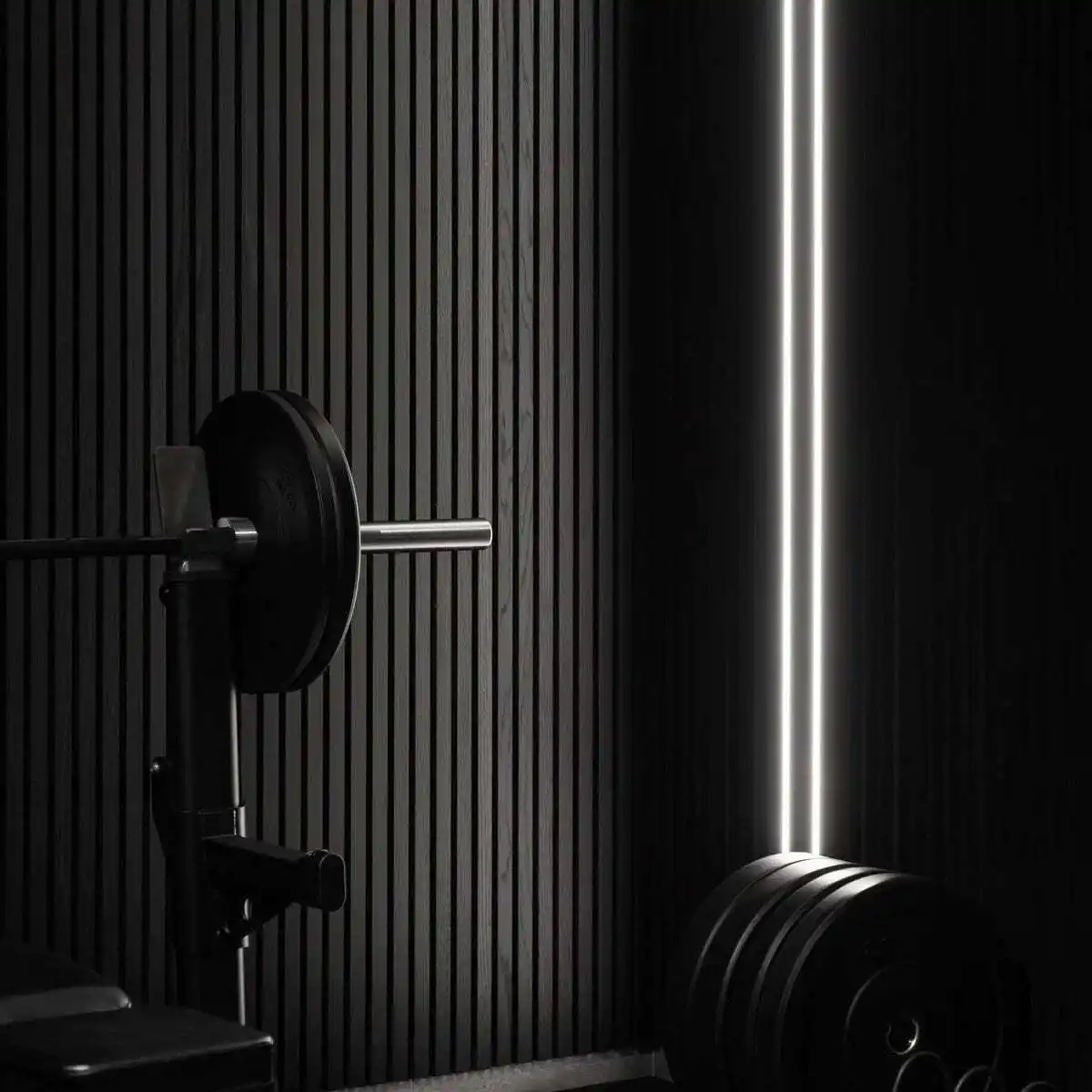 LED Side Lit Wood Slat Acoustic Wall Panel with Polyester Fiber Ceiling Panel 1