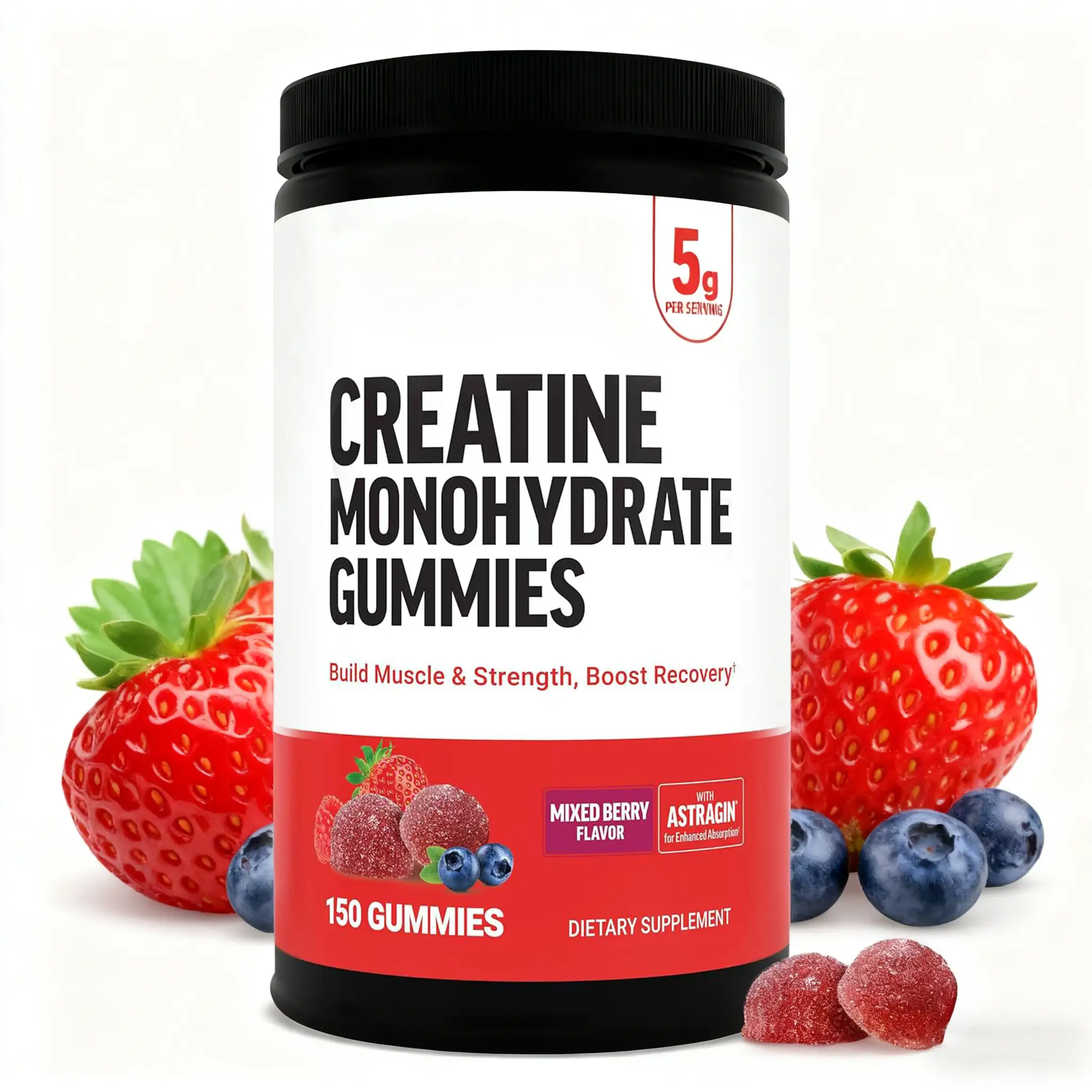 Creatine Monohydrate Gummies, Adult Energy Supp, 0g Protein 1