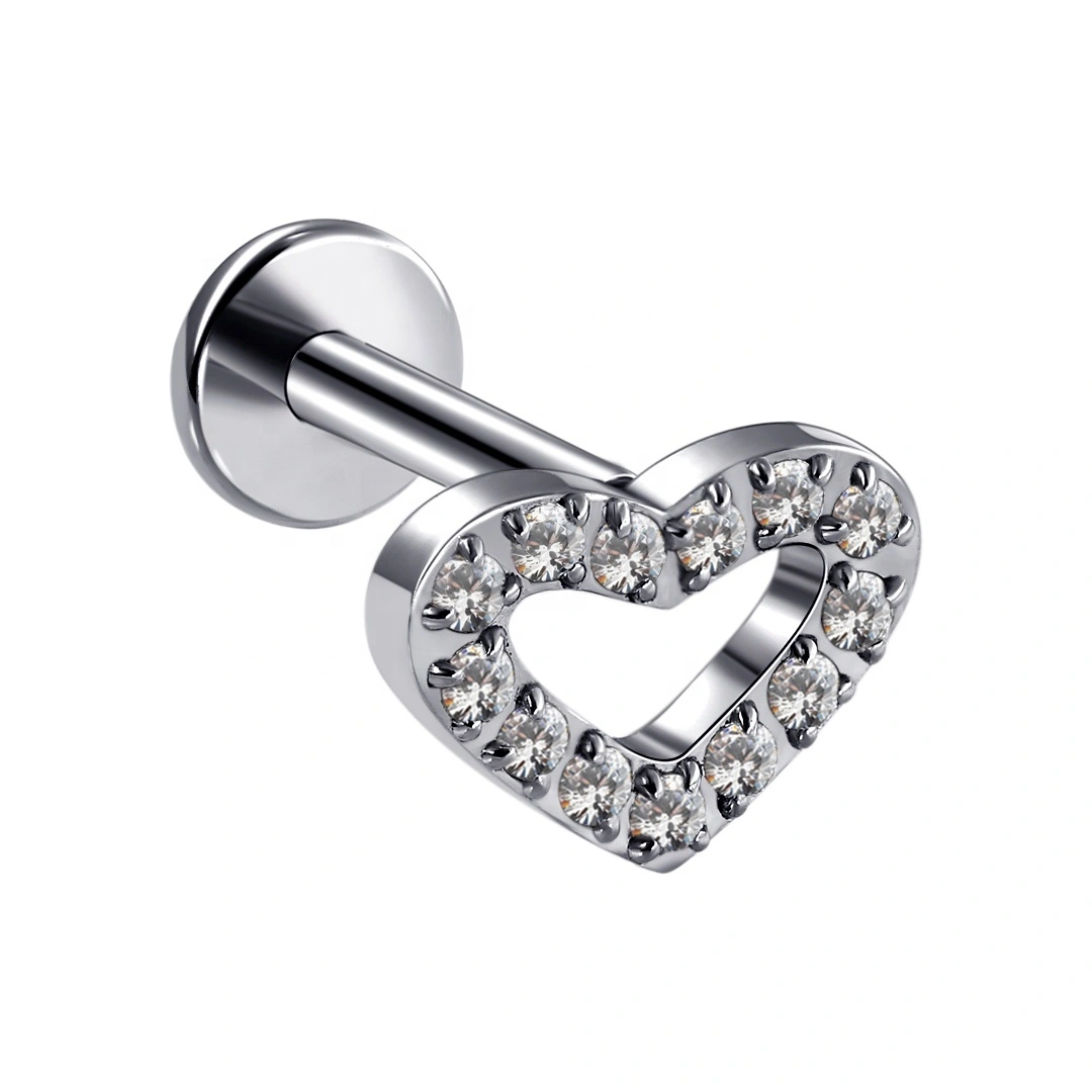 Eternal Metal Heart Shaped Internally Threaded Labret Stud F136 Titanium 1