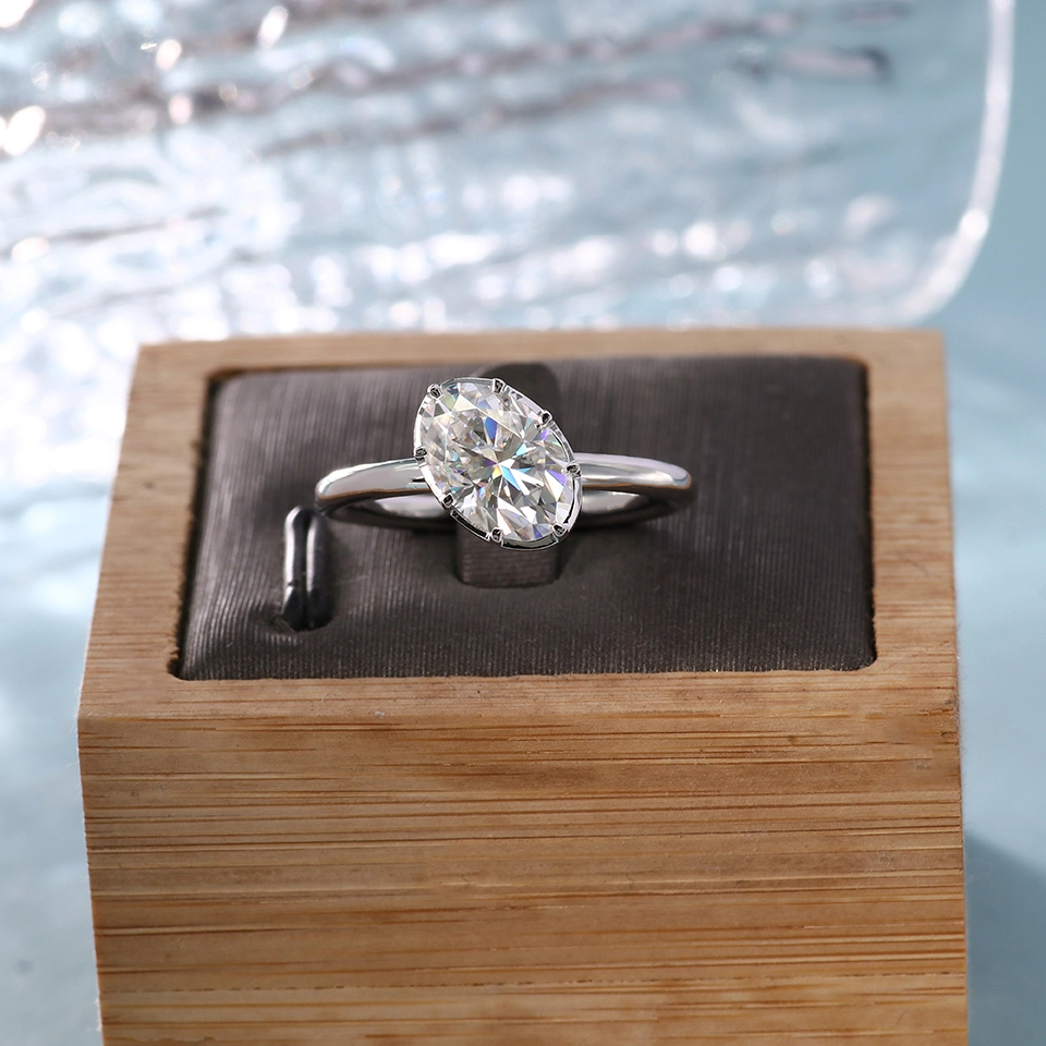 Custom Fine Jewelry 10k 14k 18k Solid Gold Wedding Ring Women Solitaire Oval Cut Moissanite Diamond Engagement Ring For Women 1