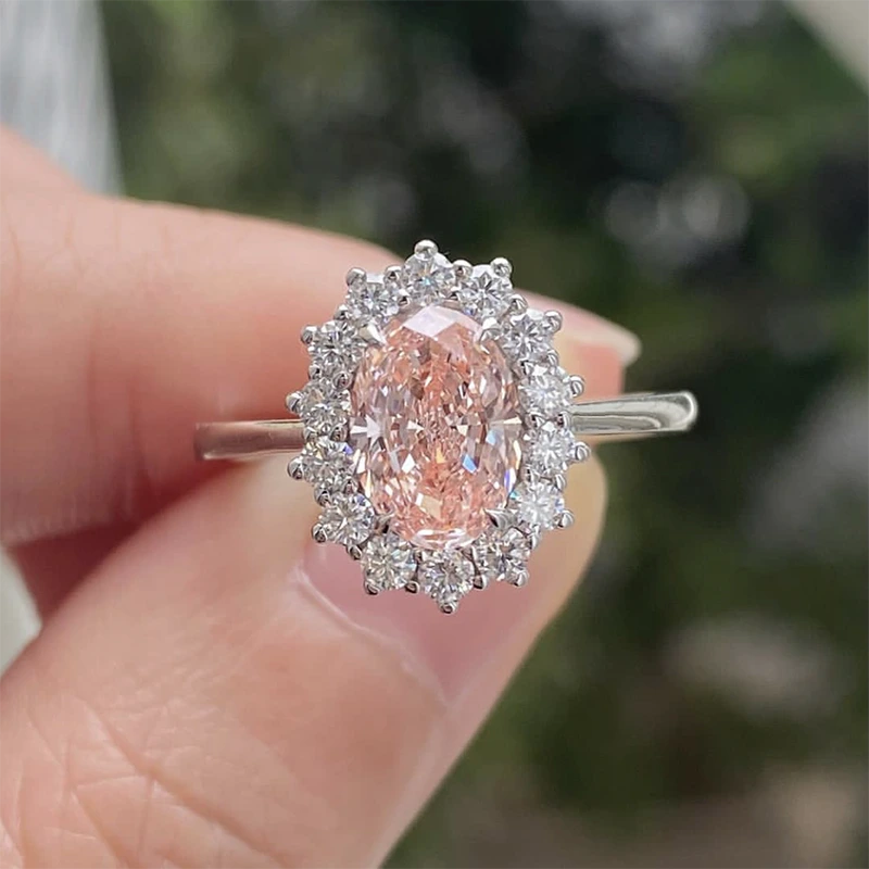1.53ct Pink Diamond Oval Halo Engagement Ring In 14k White Gold Fancy Pink-vvs1 Igi Diamond Ring 1