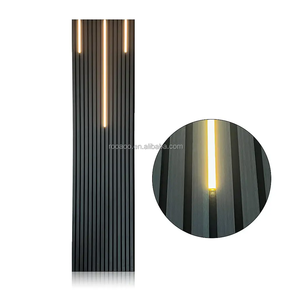 Sound Deadening Wood Slat Acoustic Wall Panel with LED Light and Soundproofing 1