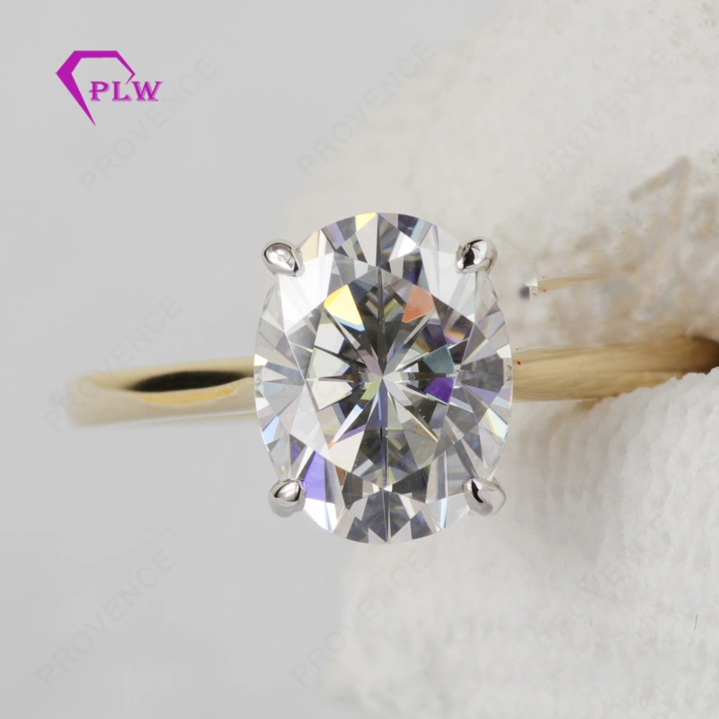 18 carats jaune 8x10 mm 3carat Anneau d'Oval Moisanite pour l'engagement 1