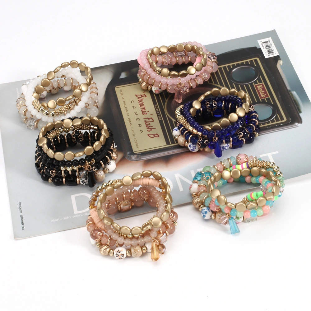 Bohemian Crystal Pendant European And American Elastic Multi Layered Bracelet Wholesale New Jewelry 1