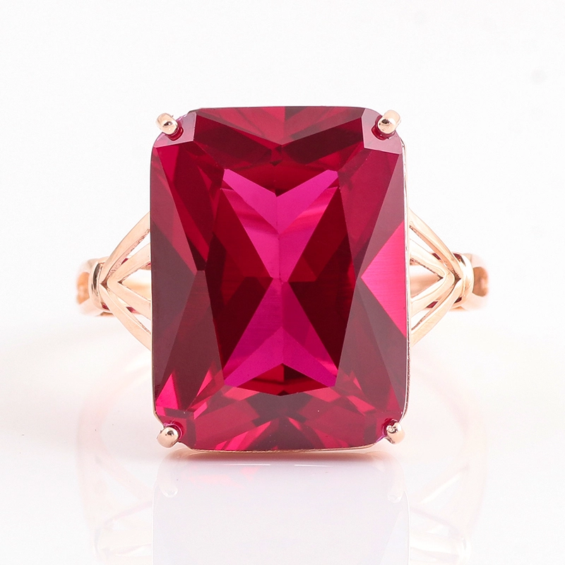 Bague rubis royal de gros carats - 10 x 15 octogones, 13,75 carats, sertie d&39;or rose 18 carats 1