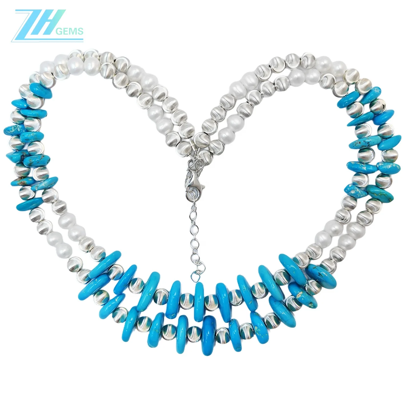 Abun Wuya Na Halitta Biyu Turquoise Ƙaunar Lu'ulu'u na Halitta <000000 9