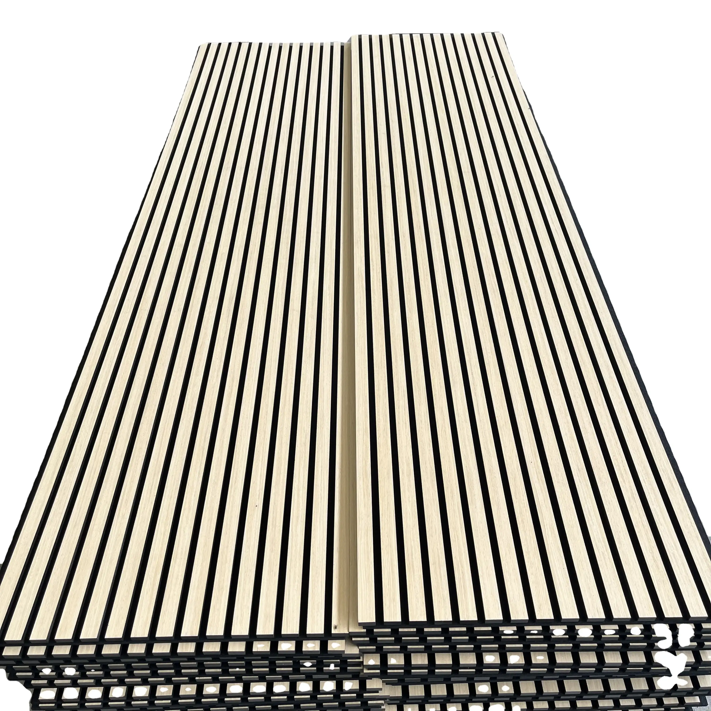 Akupanel Wood Polyester Slat Acoustic Wall Panels Customized Sound Absorbing 1