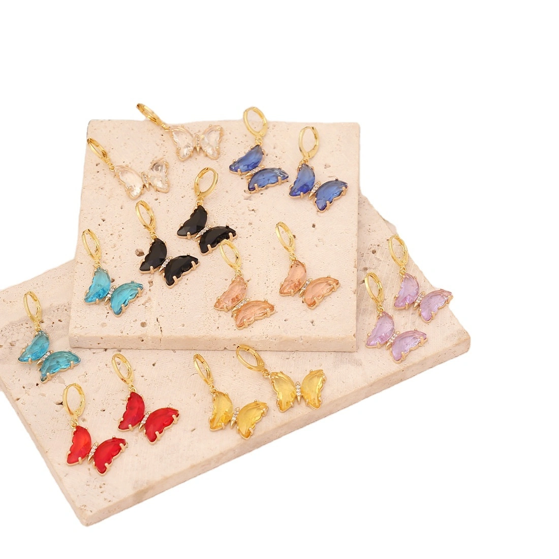 Wholesale Of Multi-color Butterfly Earrings Fashionable And Retro 18k Gold-plated Earrings Wedding Jewelry 1