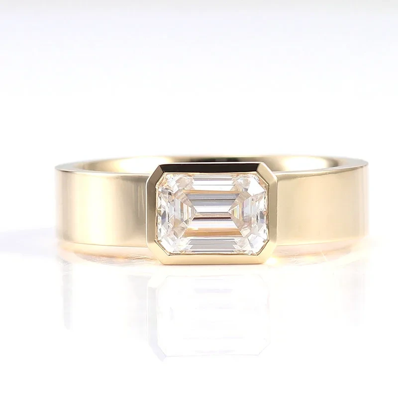 East West Lab Diamond Ring Bezel Set Solitaire Emerald Cut Diamond Ring 2ct Emerald Cut Diamond Ring Gold Wedding Band 1