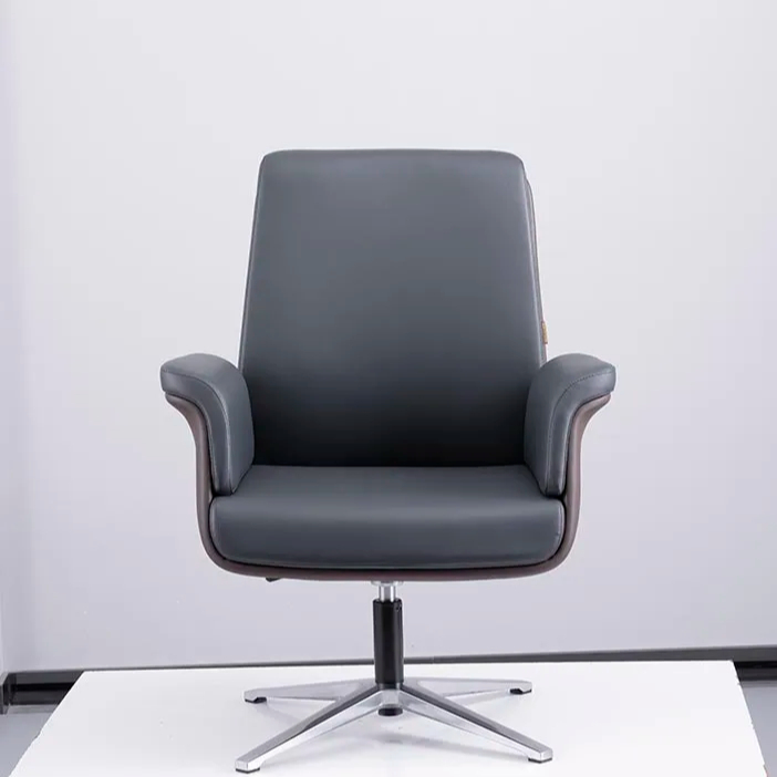 Custom Modern Ergonomic Office Leather Boss Leisure Chair With Aluminum Alloy Feet Lift Comfort Executive Training Seat 1