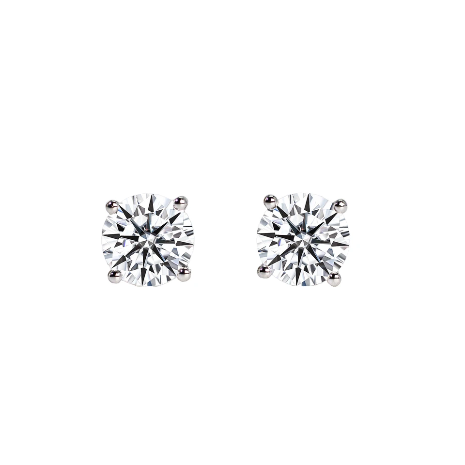 1ct Lab Grown Round Cut Diamond Earrings Simple Classic Style With High Quality 925 Silver Gold Plated Jewelry 1