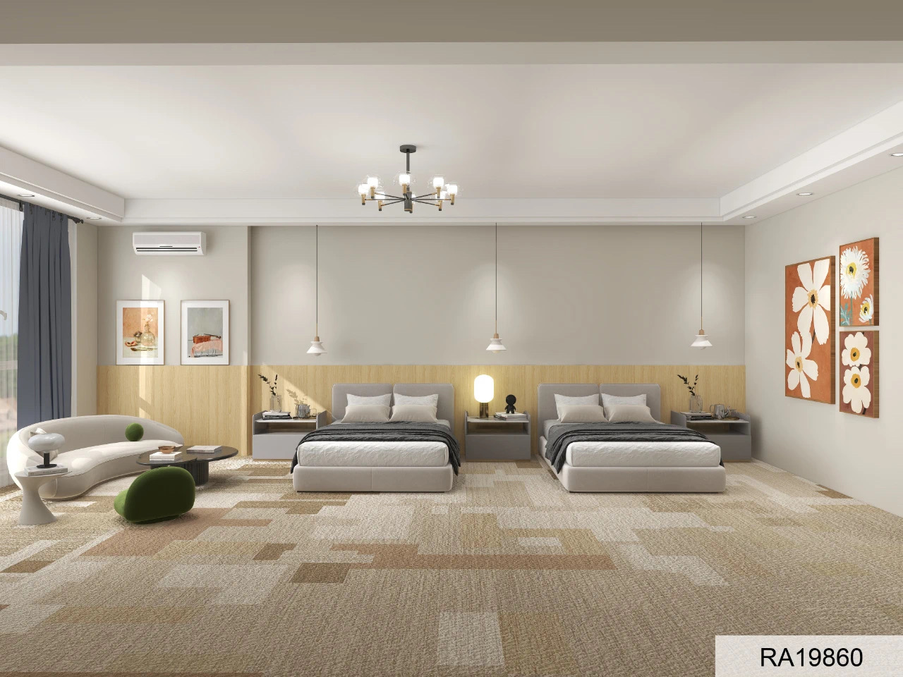 Tappeto Axminster personalizzato con stampa, in nylon ignifugo, per hotel. 4