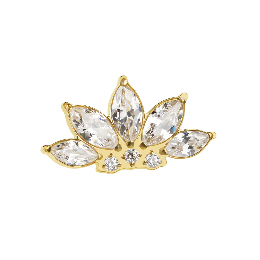 Eternal Metal Astm F136 Titanium Pvd Gold Threaded With Prong Set Marquise And Round Clear Cz 5 Cluster Fa Body Piercing Jewelry 1