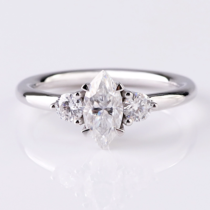 Def Moissanites trois bagues de fiançailles en pierre 14k bijoux en or blanc 1
