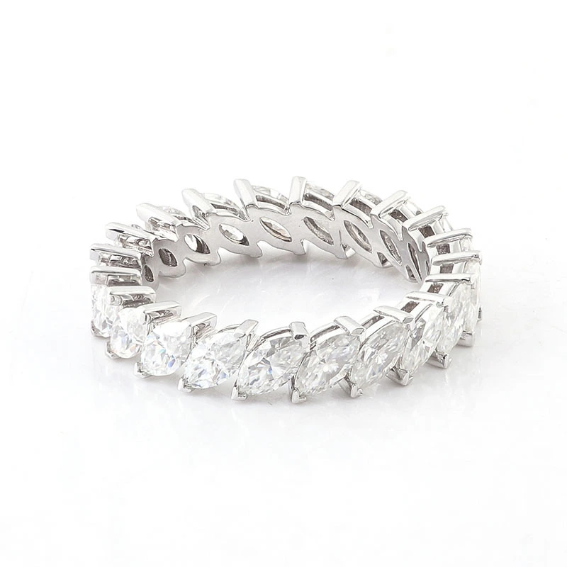 Joya de moissanite 0.2CT Marquise Cut Moissanite Anillo de compromiso de diamantes en oro blanco genuino de 18 km para propuestas de mujeres 1