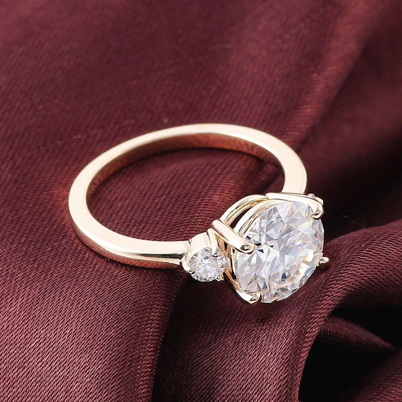 Anneau de style de conception à la mode à or jaune 10k 8,5 mm def rond Round Brilliant Moisanite EF Natural Diamond Custom Anneau 1
