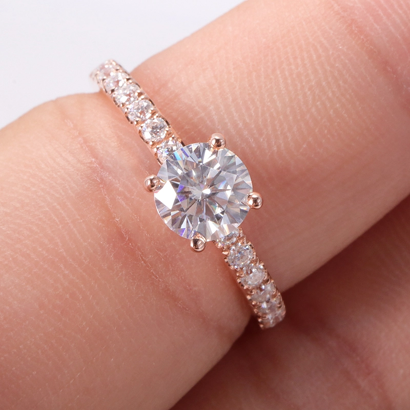 سعر الخاتم الذهب Rose Rose Rose 10k مع 1CT Round Cut Moissanite Diamond 1
