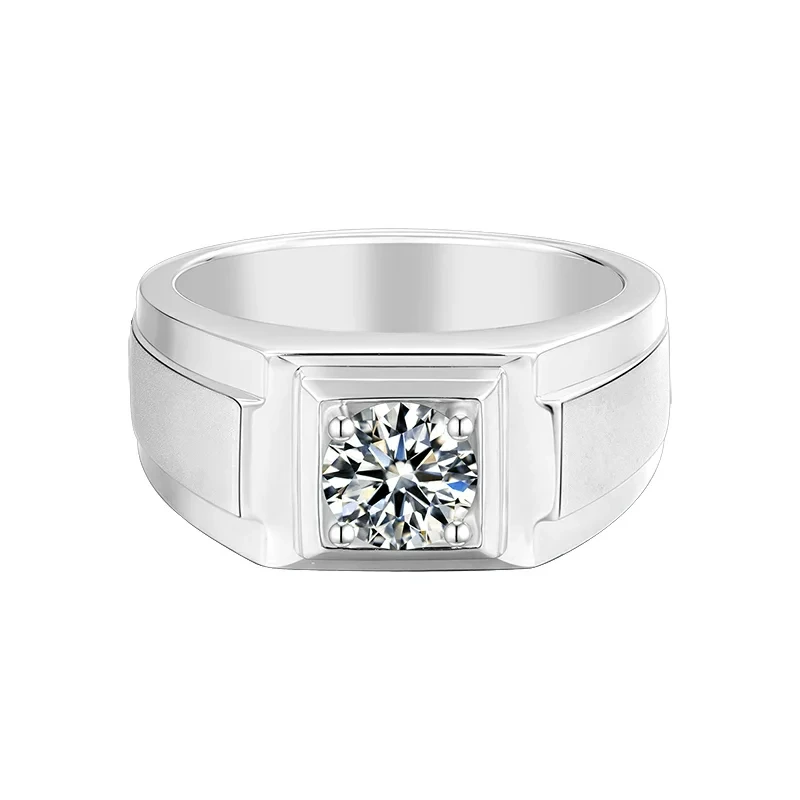 1 Karat 6,5 mm rund geschnittener Moissanit -Verlobungsring in Sterlingsilber für Männer und Frauen 1