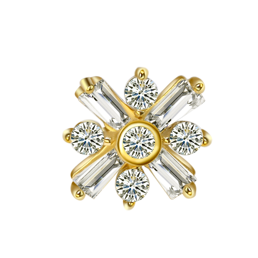 Astm F136 Titanium Push In Prong Set Cz Crossing Tops Nose Stud G23 Titanium Piercing Threadless Piercing 1