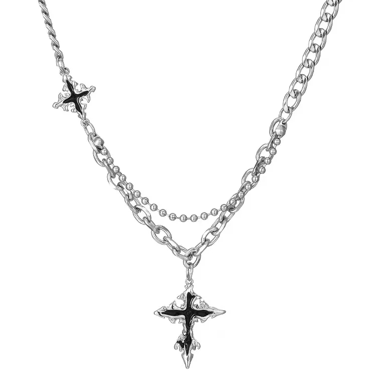 Manufacturer Wholesale Fashion Popular Stainless Steel Cross Pendant Necklace Men And Women Universal Necklace 1