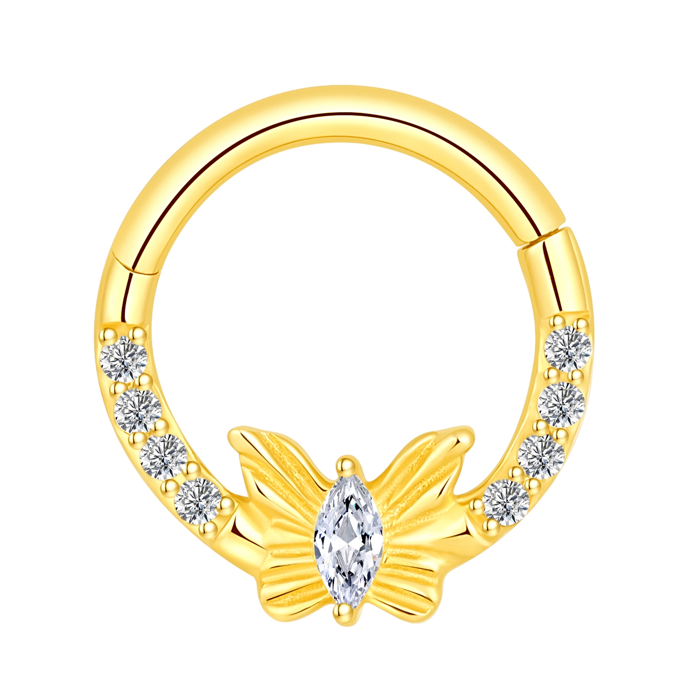 Eternal Metal 14k Solid Gold Claw Setting Clear Cz Butterfly Cartilage Jewelry Helix Body Piercing14k Piercing Jewelry 1