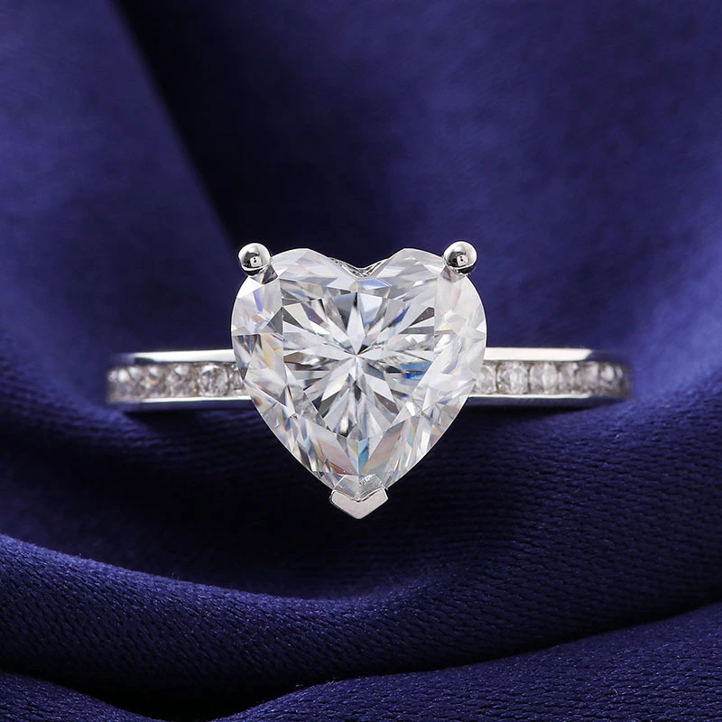 Anillo de joyería de Provence Alta calidad de 10k Gold White Romantic Style 9 mm Corto de corazón Rings para amantes 1