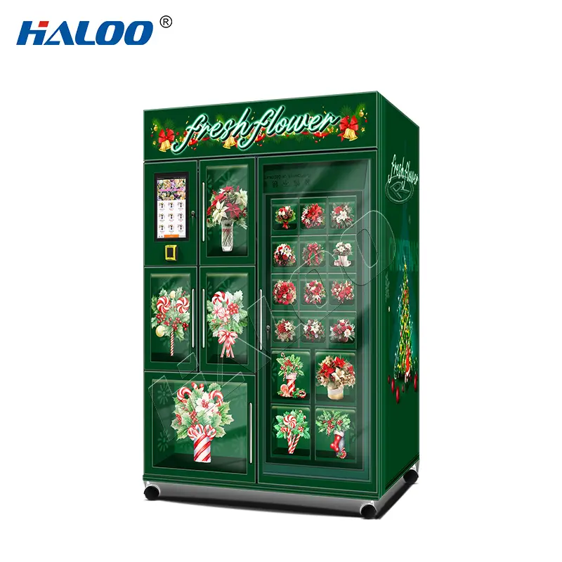Haloo Christmas Style 20-comparments Customized Logo Flower Vending Machine Gifts Flower Holding Machine With Cooling Function 1