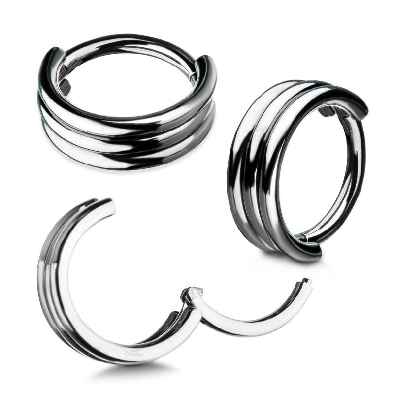 Eternal Metal 16g 5/16 Astm F136 Titanium Triple Stack Nose Piercing Hinged Segment Rings 1