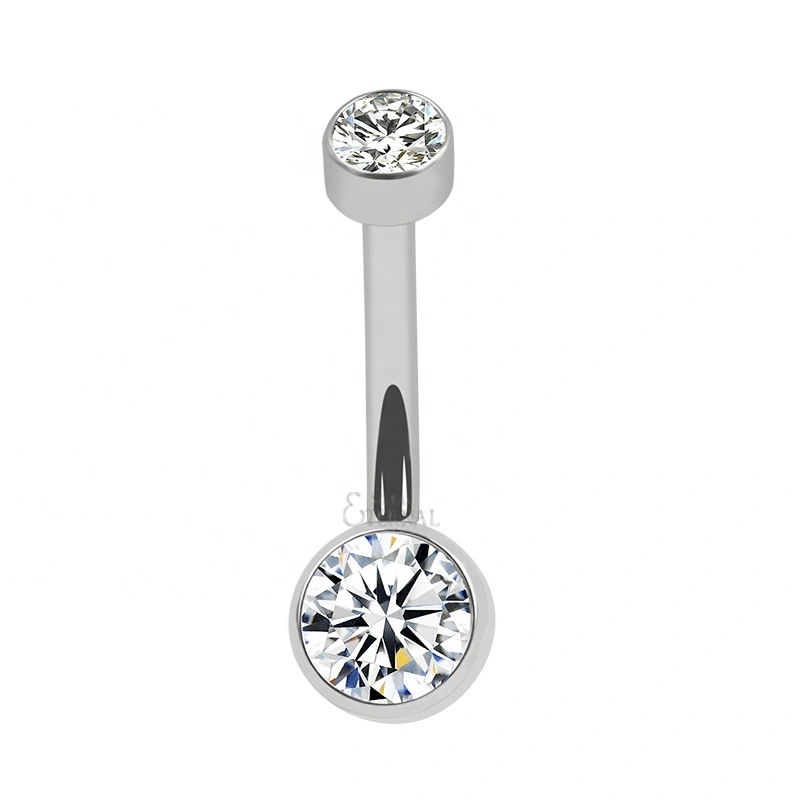 Eternal Metal Astm F136 Titanium Belly Button Clear Zircon Bezel Piercing Navel Ring Body Jewelry 1