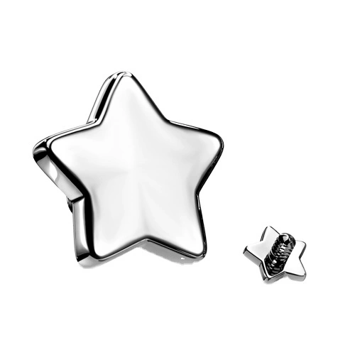Eternal Metal 0.9mm Thread Pattern Internally Threaded Star Shape Astm F136 Titanium Dermal Anchor Piercing Jewelry Tops 1