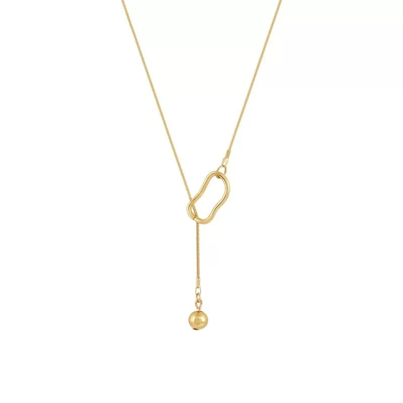 Manufacturer Wholesale Fashion Fashion Style Simple Titanium Steel Ball Sweater Necklace Ladies Temperament Necklace 1