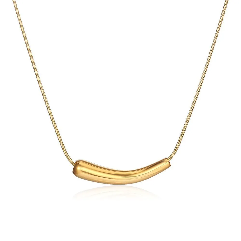 Waterproof Gold Plated Eggplant Pendant Titanium Steel Snake Chain Choker Necklace Jewelry For Women 1