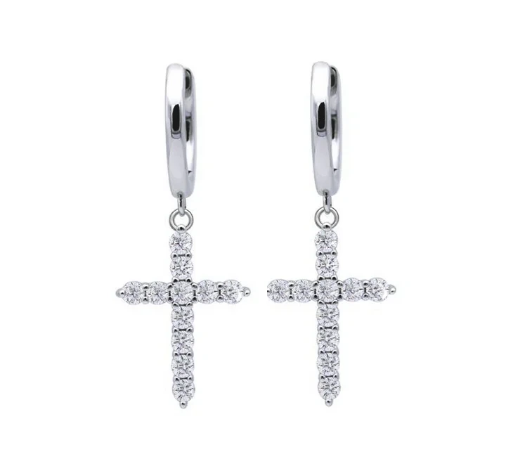 Boucles d'oreilles croisées Moisanite personnalisées 18 km bijoux de mode diamant en diamant Moisanite Boucles d'oreilles 1