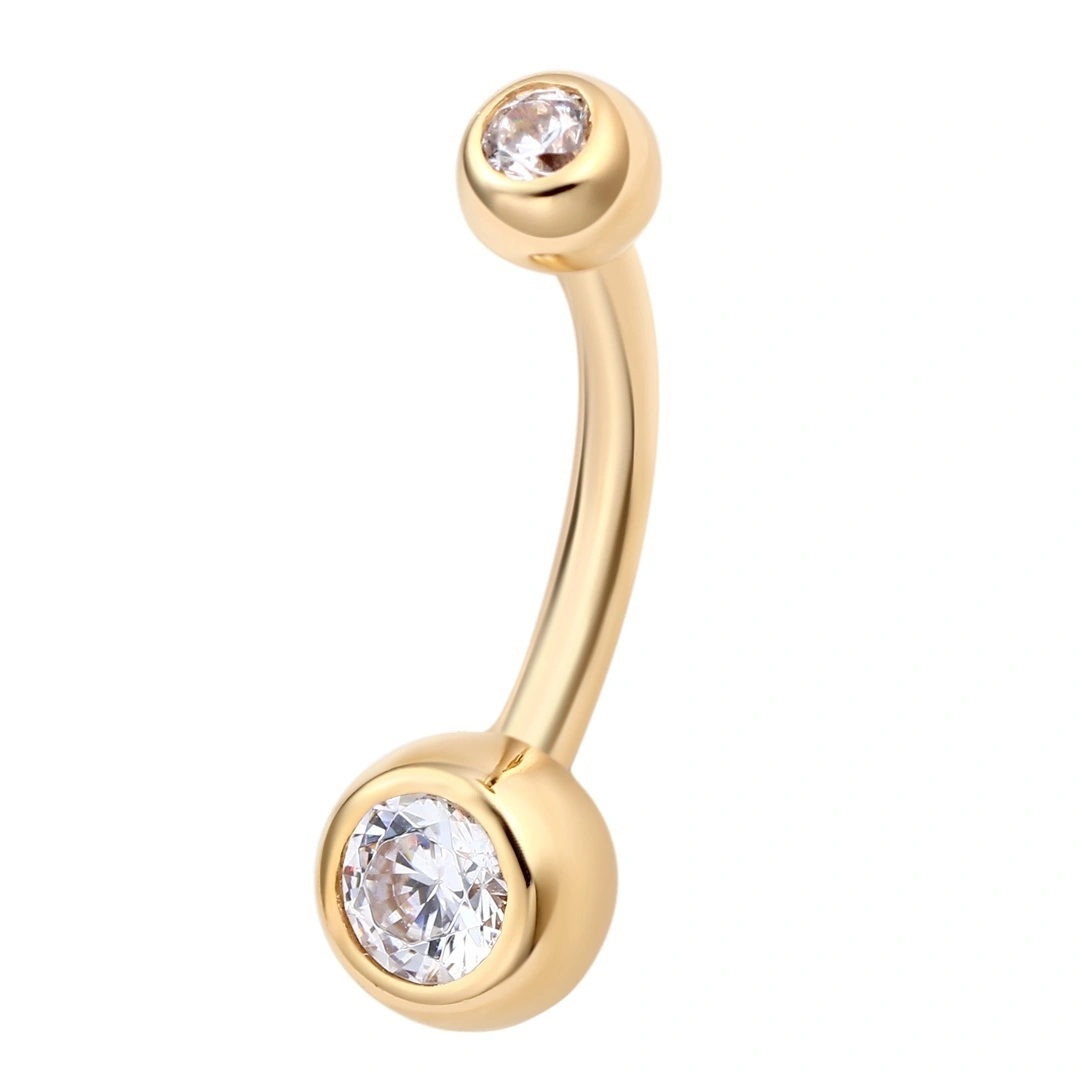 Eternal Metal 14k Solid Gold Internally Threaded Belly Bar Piercing Jewelry 1