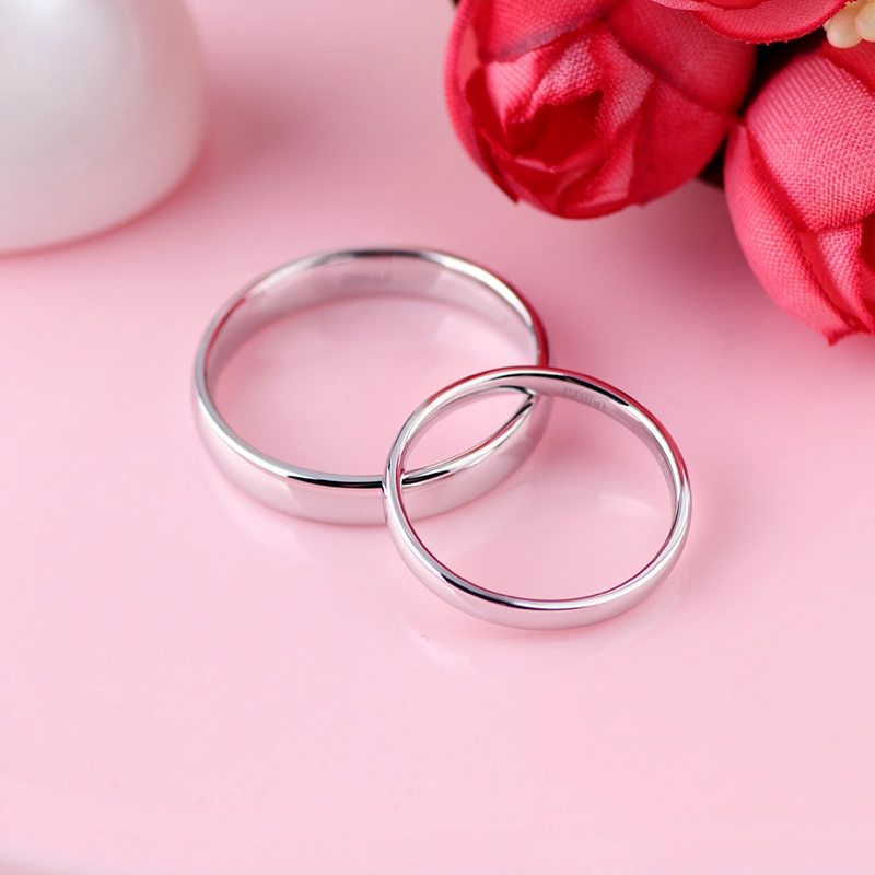 Personnalisez la bague de couple de couple à or solide 18K pour le mariage 1