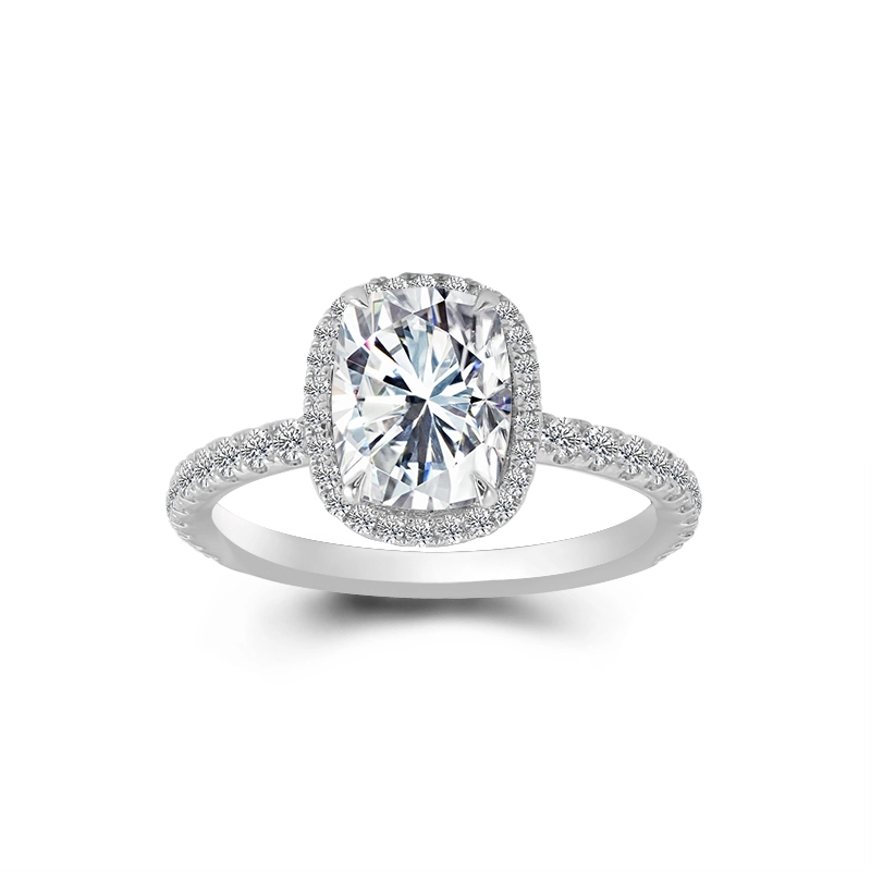 Provence Jewelry 2.5 Carats Cushion Cut Moissanite Ring 18k White Gold Prong-set Jewelry,A Gift For Girlfriend 1