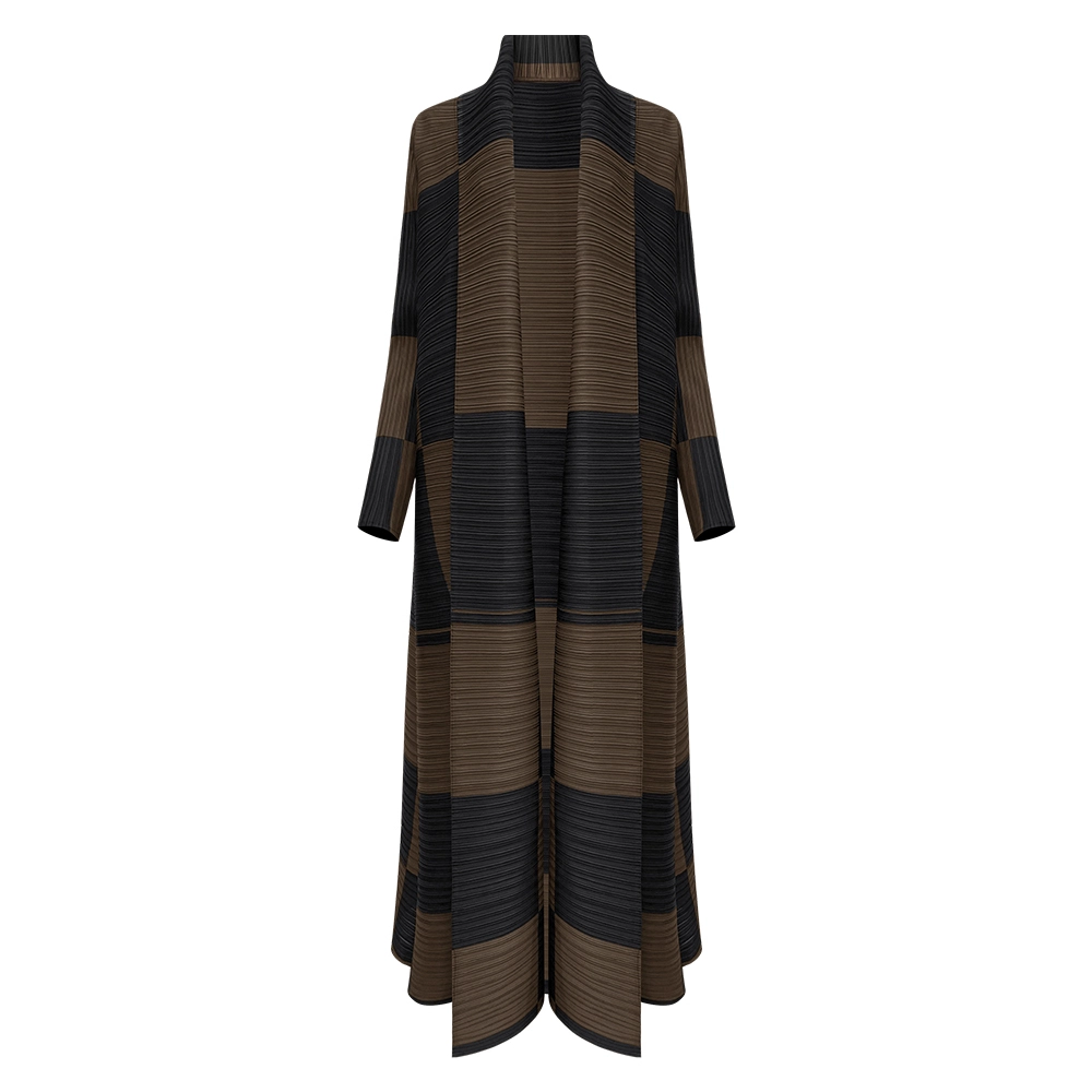 Fabricant de vêtements plissés Dubaï Abaya Tianpei Turquie Motifs à carreaux Abaya plissée Manteau ouvert sur le devant + Robe intérieure Lâche Musulman Arabe Modeste Femmes Abaya 1