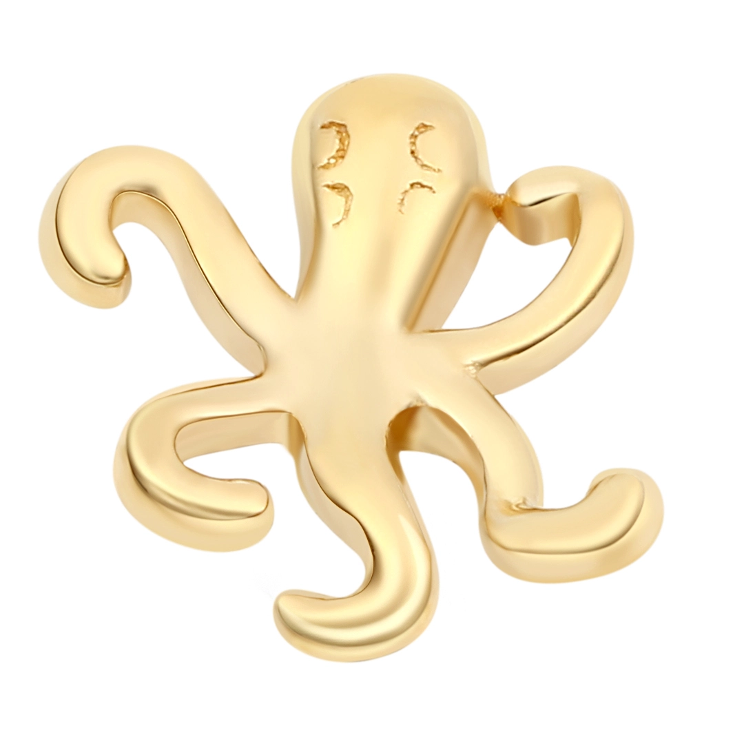 Friendly Animals Eternal Metal 14k Solid Gold Octopus Shape Threadless Top Earring Nose Piercing Jewelry 1