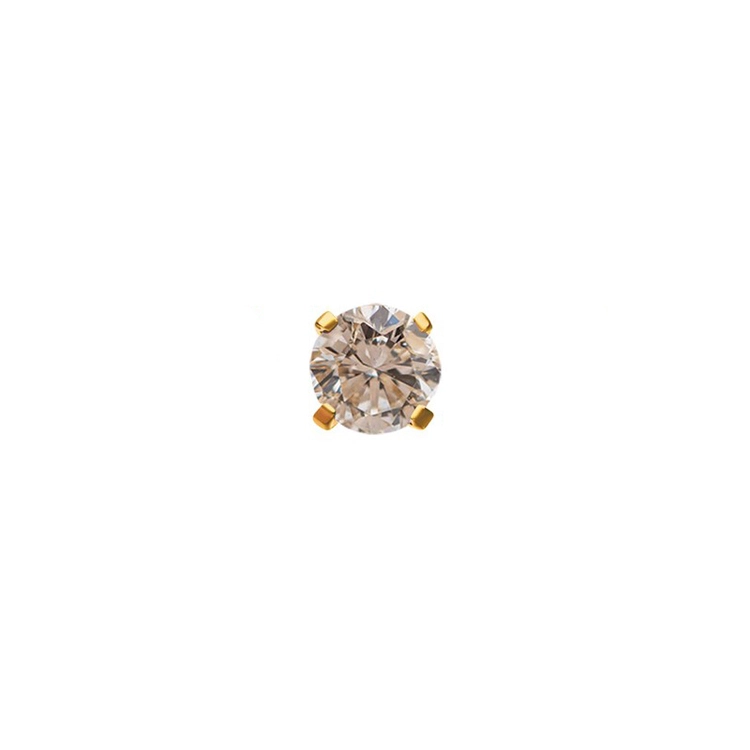 Eternal Metal 14kt Yellow Gold Threadless With Prong Set Round Cz Top Piercing Jewelry 1