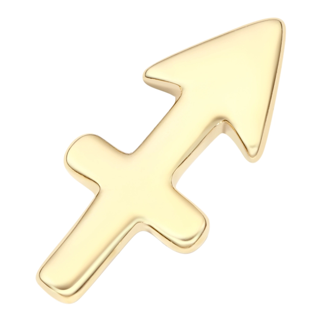 Eternal Metal 14k Solid Gold Zodiac Signs Sagittarigs Nosecartilage Piercing Lip Jewelry Threadless Push In Ends Tops 1